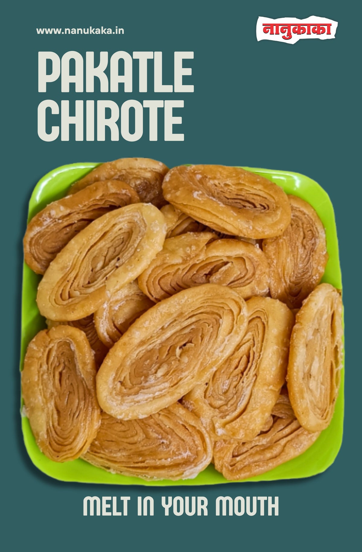 Nanukaka’s Pakatle Chirote, soft and crispy Maharashtrian sweet made with sunflower oil, no preservatives, perfect for Diwali, Dusserah, gifting, and traditional celebrations. Available in Dombivli.