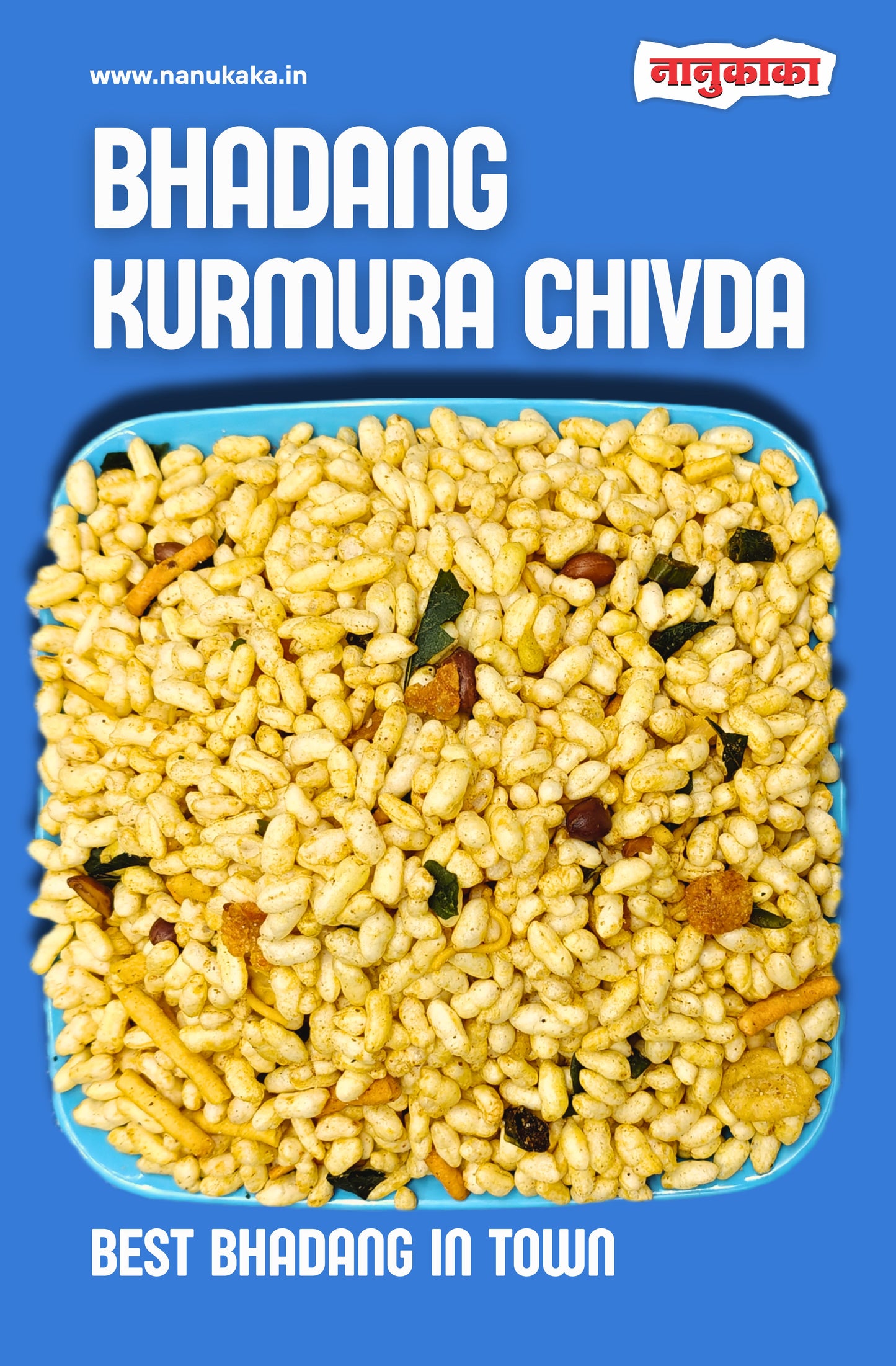 Nanukaka Bhadang Kurmura Chivda made with bhadang kurmura, spices and farsan, spicy ready-to-eat snack for tea time, office and travel in Mumbai India