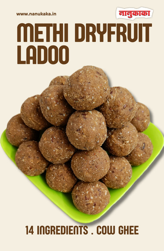 Dryfruit Methi Ladoo from Dombivli – made with methi, ghee & jaggery. Ideal for lactating mothers, digestion & immunity