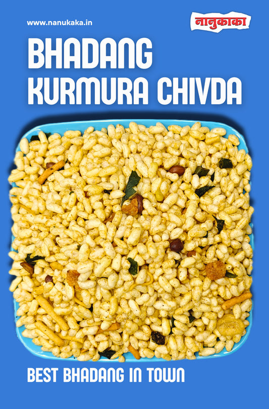 Nanukaka Bhadang Kurmura Chivda made with bhadang kurmura, spices and farsan, spicy ready-to-eat snack for tea time, office and travel in Mumbai India