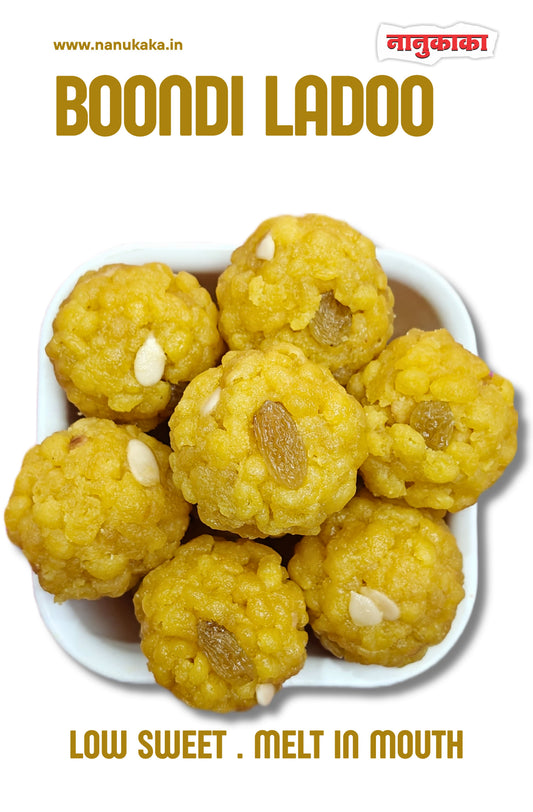 Nanukaka Soft Boondi Ladoo: traditional Indian sweet with raisin & pumpkin seeds, perfect for festivals.