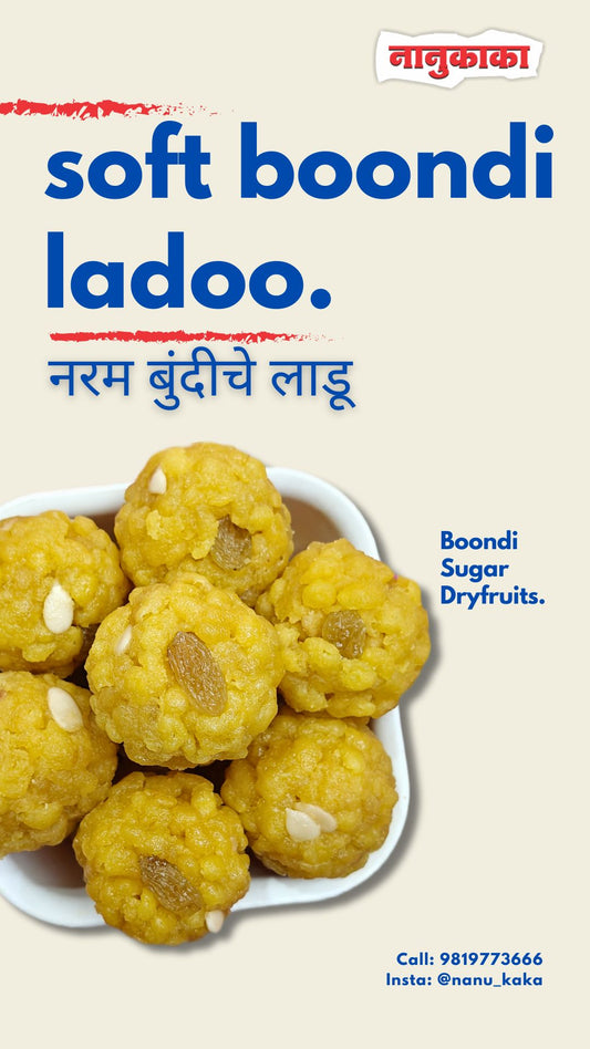Nanukaka Soft Boondi Ladoo: traditional Indian sweet with raisin & pumpkin seeds, perfect for festivals.