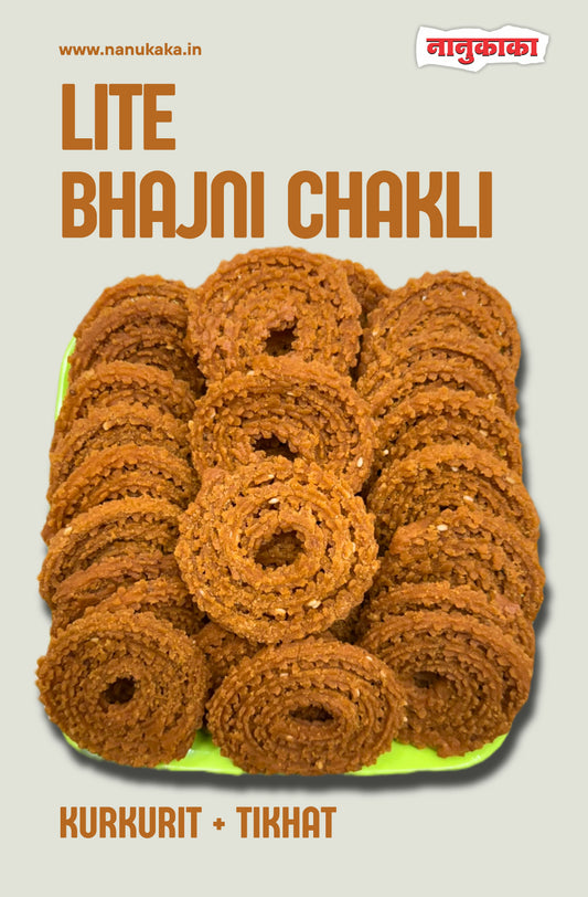 Nanukaka Lite Bhajni Chakli, crispy multigrain chakli made with traditional bhajni flour, light snack available in Dombivli, Maharashtra